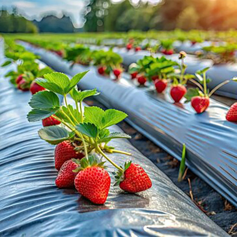Pel&iacute;cula pl&aacute;stica de mantillo molido que se utiliza en agricultura